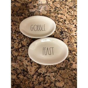 Rae Dunn FEAST and‎ GOBBLE serving oval plates